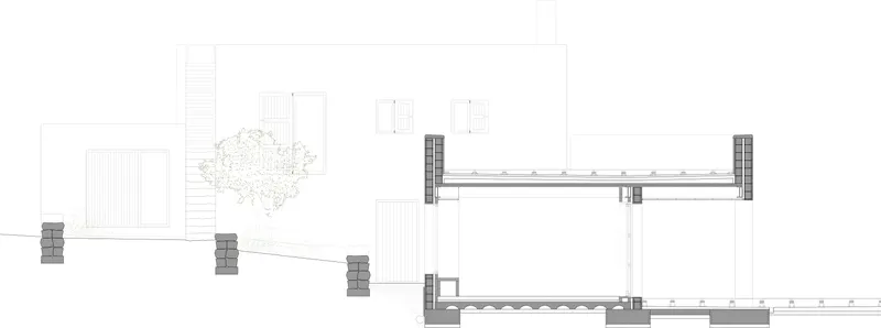 Sección constructiva porche de 3 Mares