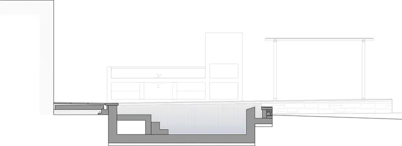 Sección transversal piscina de Piscina a Ca Marí