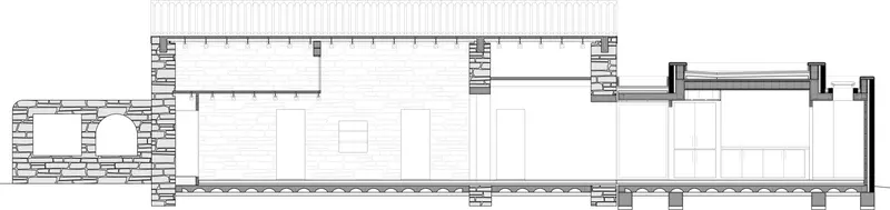 Sección longitudinal vivienda de Cas Carter