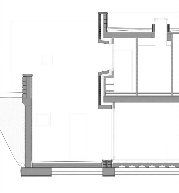Sección constructiva patio de Casa Vida