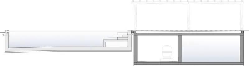 Sección longitudinal de Piscina Casa Cigala