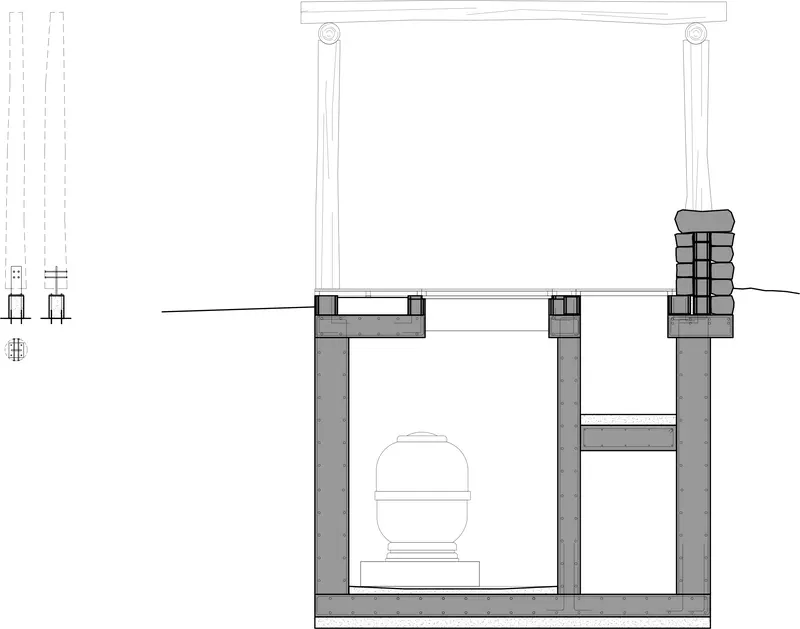 Sección constructiva de Piscina Casa Cigala